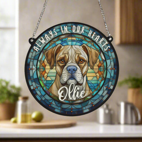 Boxer Memorial Stained Glass Effect Suncatcher